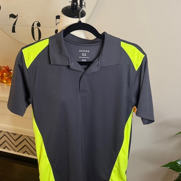 George Other - George Charcoal and Neon Yellow Kids Polo Shirt